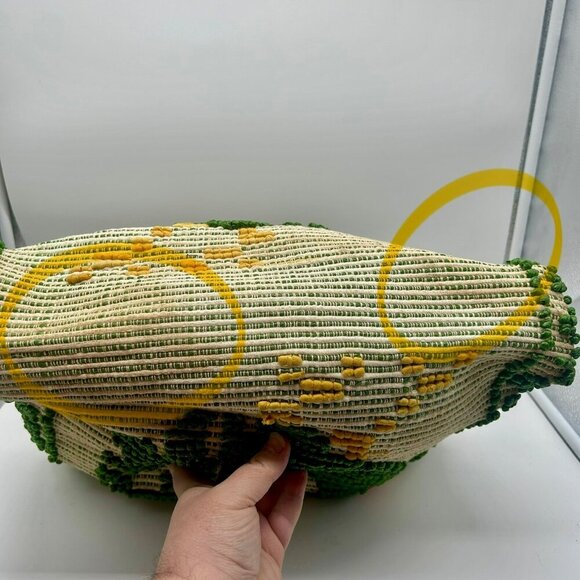 Vintage Woven Rooster‎ Tote Green Portugal 70's Vacation Unique Chicken Boho - Picture 6 of 11